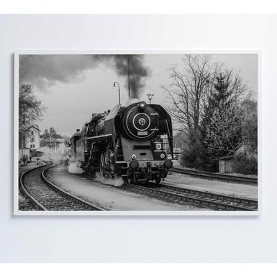 Quadro Trem Preto E Branco 2 90x60 Cm Tecido Canvas