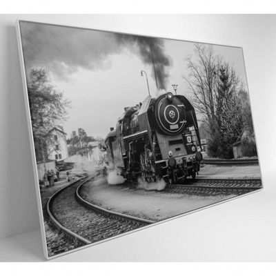 Quadro Trem Preto E Branco 2 90x60 Cm Tecido Canvas