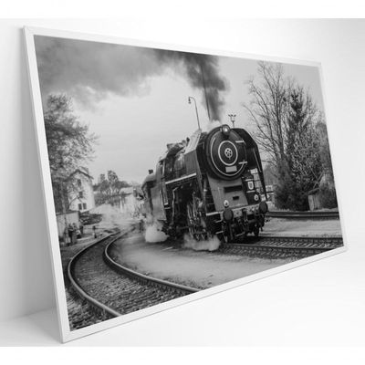 Quadro Trem Preto E Branco 2 90x60 Cm Tecido Canvas