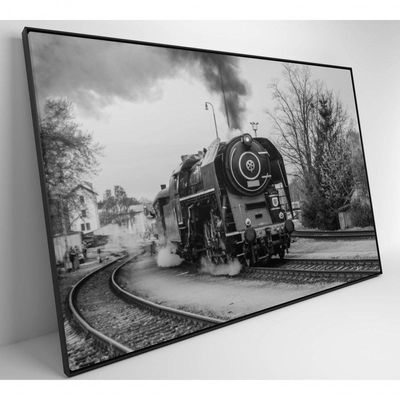 Quadro Trem Preto E Branco 2 90x60 Cm Tecido Canvas