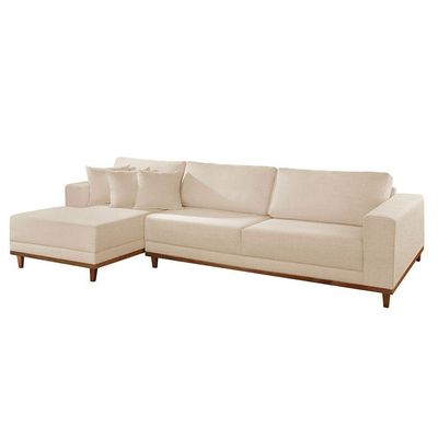 Sofá Cronos 03 Metros Chaise Lado Esquerdo Meu Sofá Online A294 Linho Creme