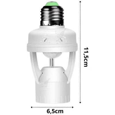Sensor De Presença Com Fotocélula Para Lâmpada Soquete E27 – Bivolt, 360°, Economia de Energia