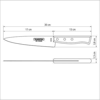 Faca Peixeira E Cozinha Tradicional Com Lâmina Em Aço Inox E Cabo Em Madeira Natural 7"
