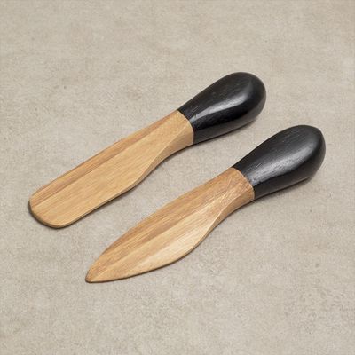 Conjunto 2 Utensílios De Bambu Oikos Para Antepasto Preto