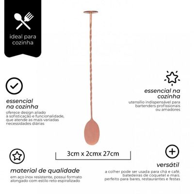 Kit 6 Colher Bailarina Revestimento De Bronze 27 Cm - Mimo