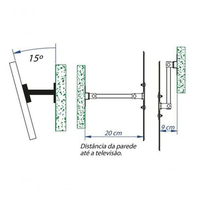 Suporte Articulado 3 Movimentos Para Smart Tv 55 Polegadas