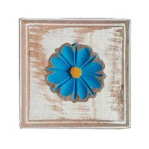 Kit Para Banheiro Com 3 Toalheiros E 1 Porta Papel Higiênico Rustico Flor Branca Cor Azul