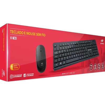 Kit Teclado E Mouse C3tech K-w20bk Sem Fio Preto