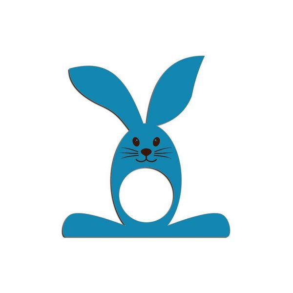 Porta Guardanapo Coelho Com Carinha 9cmx9,8cm Kit 4 Peças - Cria Arte Laser Azul