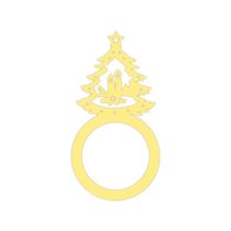 Porta Guardanapo árvore De Natal Kit Com 4 Peças 4,5cmx8,5cm - Cria Arte Laser Amarelo