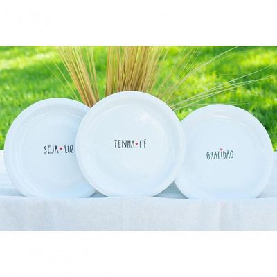 Prato Sobremesa Seja Luz Em Porcelana Para Presente