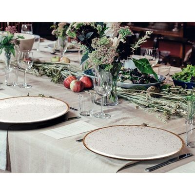 Jogo De Pratos Tramontina Rústico Marrom Em Porcelana Decorada 12 Peças Tramontina