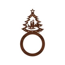 Porta Guardanapo árvore De Natal Kit Com 4 Peças 4,5cmx8,5cm - Cria Arte Laser Madeira Escuro