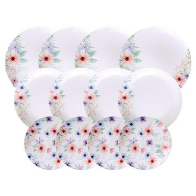 Jogo De Pratos Tramontina Floratta Em Porcelana Decorada 12 Peças Tramontina