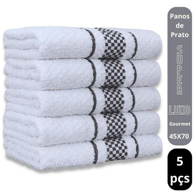 Kit 5 Pano De Prato Super Luxo Atoalhado Premium Gourmet Beka - Preto