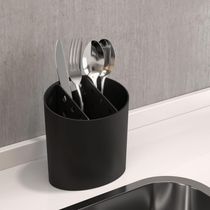 Escorredor De Talheres Oval Basic 13,8 X 10,5 X 14,4 Cm Preto Coza