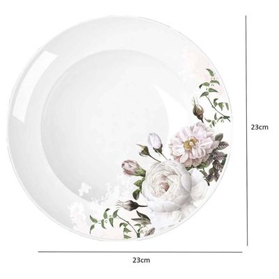 Prato Fundo Germer Redondo em Porcelana 23cm Garden com Estampa Floral