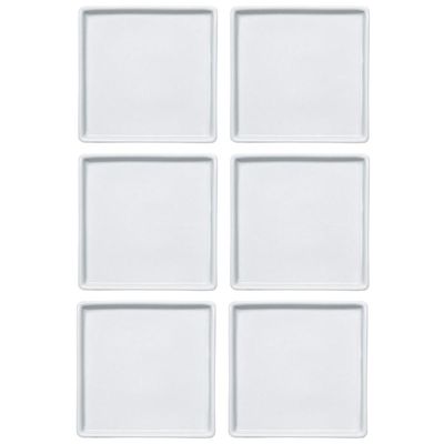 Conjunto 6 Pratos de Porcelana Branco Quadrados Rasos 16x16cm Americana Germer