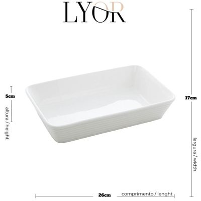 Refratário de Porcelana 26x17cm Travessa Branca Assadeira Re