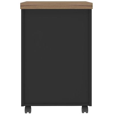 Gaveteiro Para Escritório Com Rodízios 03 Gavetas Unik A02 Nogal Preto - Lyam Decor