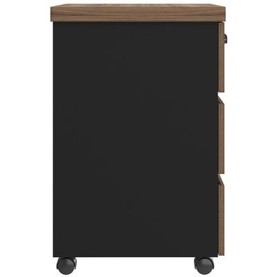 Gaveteiro Para Escritório Com Rodízios 03 Gavetas Unik A02 Nogal Preto - Lyam Decor