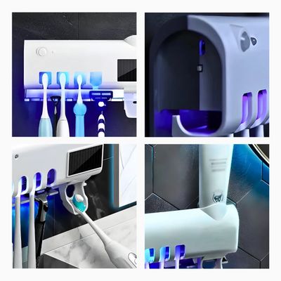 Suporte para Escova de Dentes com Esterilizador UV e Dispenser Automático de Creme Dental