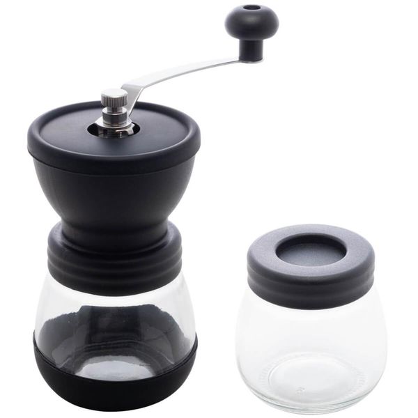 Moedor Manual de Café Inox Lyor Porta Pó Extra Vidro Removível 9,5cm Preto