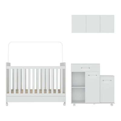 Berço Americano 3 Em 1 Com Colchão Incluso Multimóveis Mp4213 Branco Branco