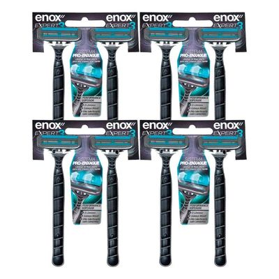 Kit 8 Aparelho De Barbear Descartável Barbeador 3 Lâminas Enox Expert