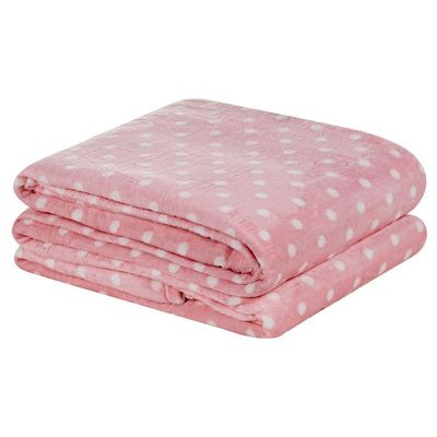Cobertor Meggy Poá Solteiro Mantinha Flannel Bolinhas - Rosa