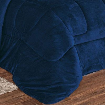 Coberdrom Apollo Queen + Manta Flannel 1 Peça Azul