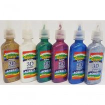 Tinta Dimensional Glitter 6 Cores - Acrilex
