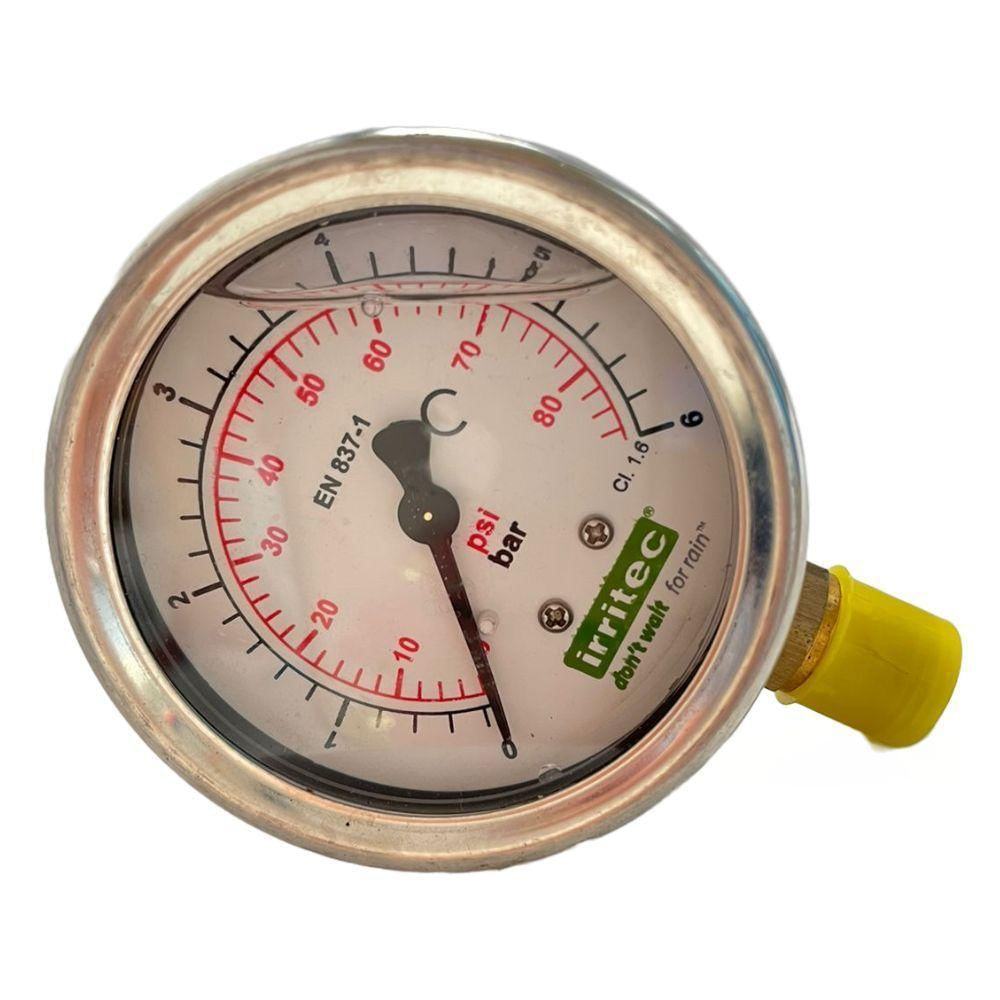 Manômetro Irritec Com Glicerina Rosca Bsp ¼ Peso 10kg