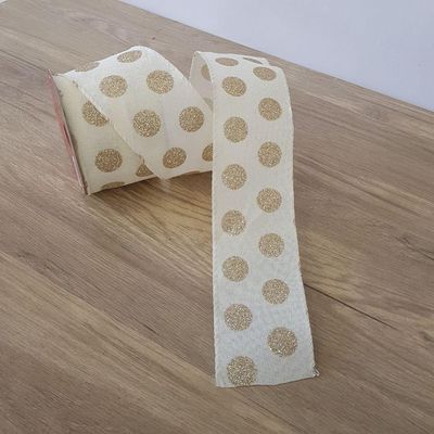 Fita Aramada Com Bolinhas Douradas Comp 9.14m