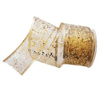 Fita Decorativa Natal Aramada Paetê Dourado Comp 9.14m