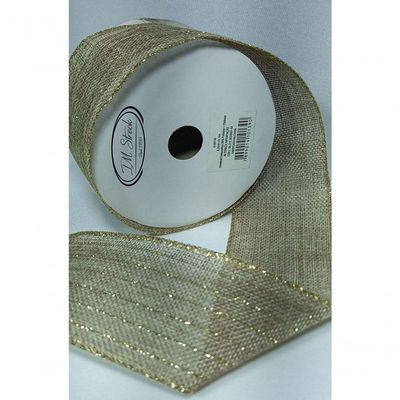 Fita Decorativa Juta Com Brilho Dourado