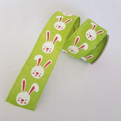 Fita Aramada Verde Com Coelhinho Branco Comp 9.14m
