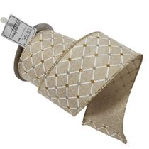 Fita Natal Aramada Bege/branco Com Strass 9,14m