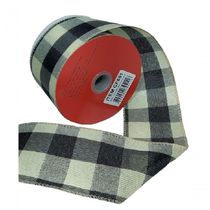 Fita Decorativa Xadrez Bege Com Preto