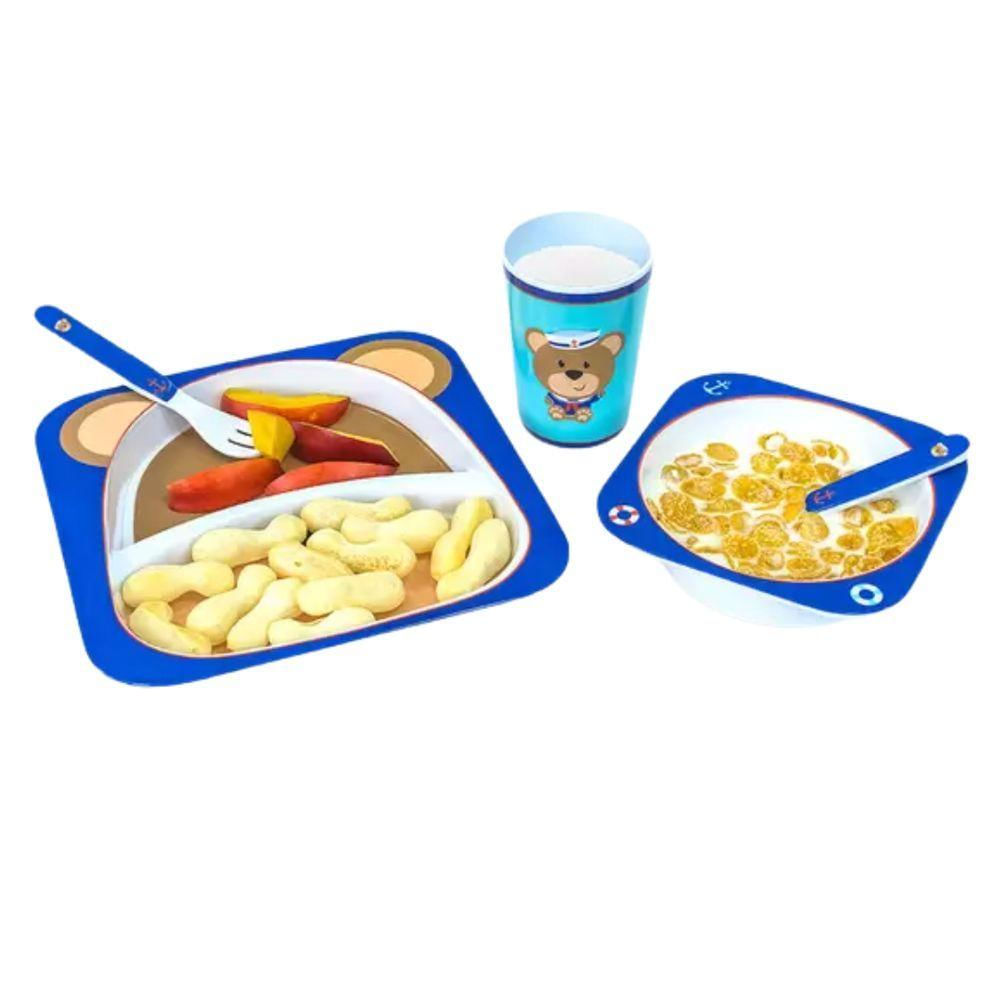 Kit Alimentação Bebê Turminha Animal 5 Peças Urso - Unik