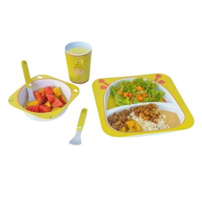 Kit Alimentação Bebê Turminha Animal 5 Peças Girafa - Unik
