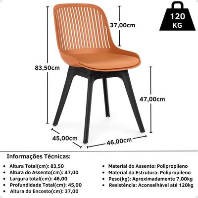 Cadeira De Jantar Estofada Marcela Sem Braços - Marrom