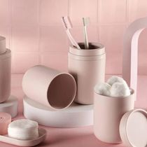 Porta Escova de Dentes com Tampa Bold Rosa Duna para Banheiro Lavabo Pia Ou
