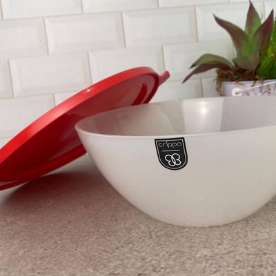 Pote com Tampa 2,3L Redondo Crippa Transparente e Vermelho Bacia Alimentos Frutas