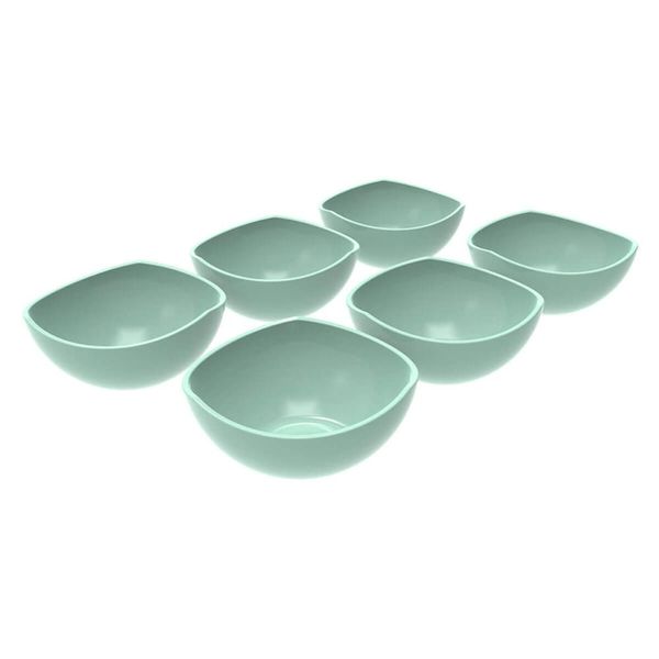 Conjunto 6 Potes de Sobremesa Doces 265ml Plástico Verde Menta Trio Crippa