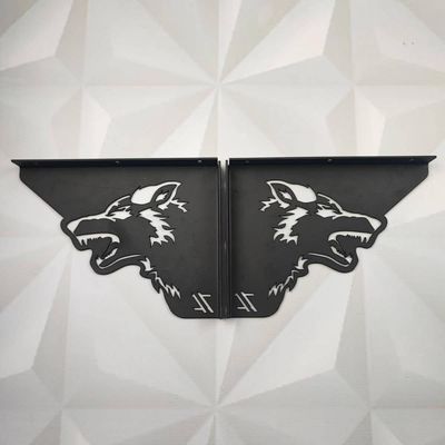 Par Mãos Francesas Ornamentada Lobo Preto Aço 20cm Industrial Zarg