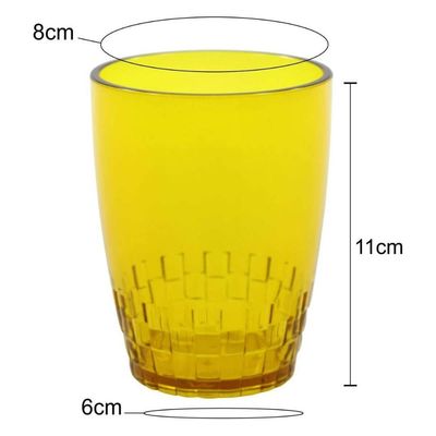 Conjunto 6 Copos Crippa 300ml Plástico Amarelo Água Suco Refrigerante Escolar Lanche