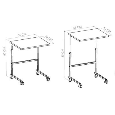 Mesa De Apoio Lateral Sofa Ajustável Preto e Noce Oro Industrial Mesinha Auxiliar Placa e Ponto