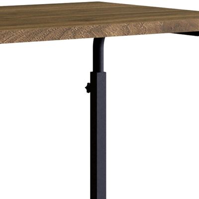 Mesa De Apoio Lateral Sofa Ajustável Preto e Noce Oro Industrial Mesinha Auxiliar Placa e Ponto