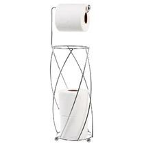 Suporte para 4 Rolos Papel Higiênico de Chão Espiral Aramado Aço Cromado Utimil